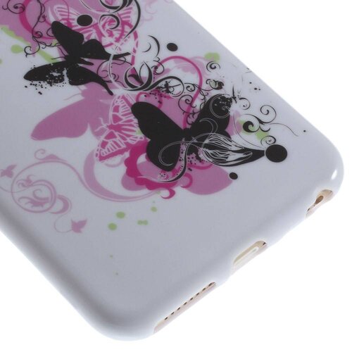 TVC tpu softcase iphone 6 s plus vlinders en bloemen wit