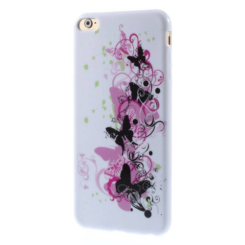 TVC tpu softcase iphone 6 s plus vlinders en bloemen wit
