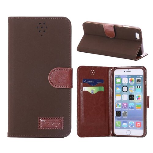 TVC pu leren retro wallet iphone 6 s plus coffee bruin