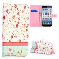 PU Leren Rhinestone Wallet iPhone 6(s) plus - Bloemen