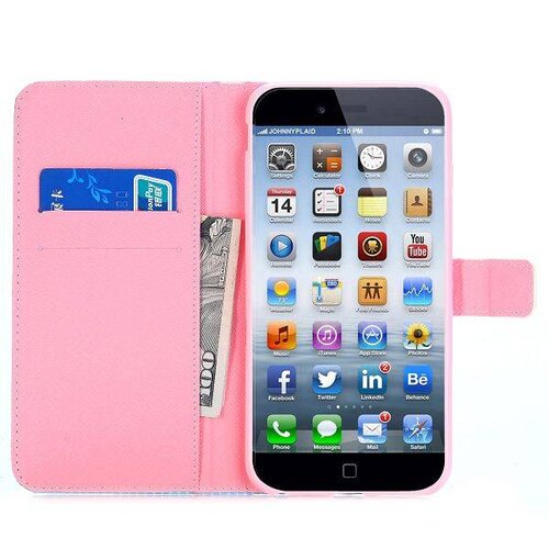 TVC pu leren rhinestone wallet iphone 6 s plus bloemen