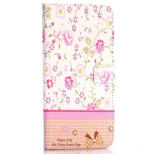 TVC pu leren rhinestone wallet iphone 6 s plus roze bloemen