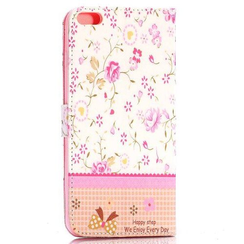 TVC pu leren rhinestone wallet iphone 6 s plus roze bloemen
