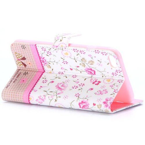 TVC pu leren rhinestone wallet iphone 6 s plus roze bloemen