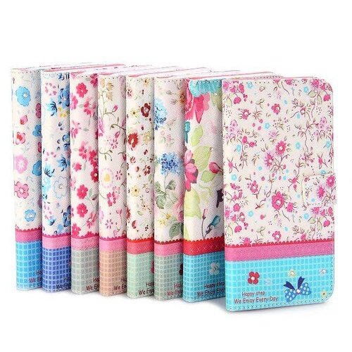 TVC pu leren rhinestone wallet iphone 6 s plus roze bloemen