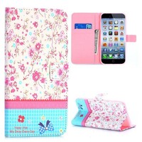 PU Leren Rhinestone Wallet iPhone 6(s) plus - Lieve Bloemen
