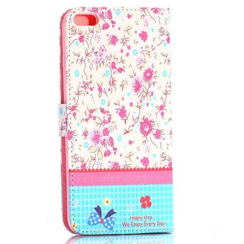 TVC pu leren rhinestone wallet iphone 6 s plus lieve bloemen
