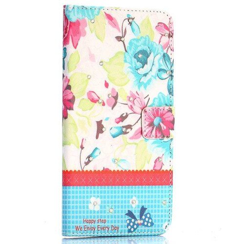 TVC pu leren rhinestone wallet iphone 6 s plus lotus