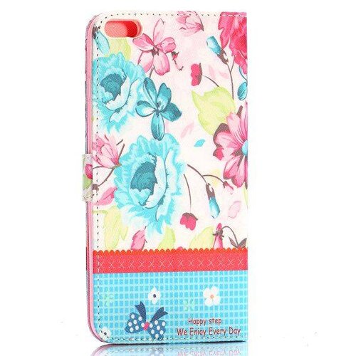 TVC pu leren rhinestone wallet iphone 6 s plus lotus