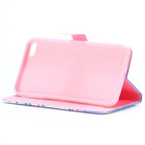 TVC pu leren rhinestone wallet iphone 6 s plus blauwe bloemen