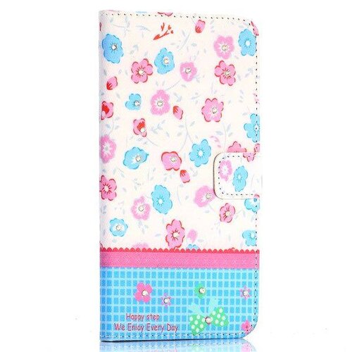 TVC pu leren rhinestone wallet iphone 6 s plus gekleurde bloemen