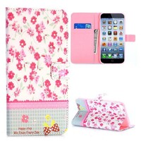 PU Leren Rhinestone Wallet iPhone 6(s) plus - Rode Bloemen