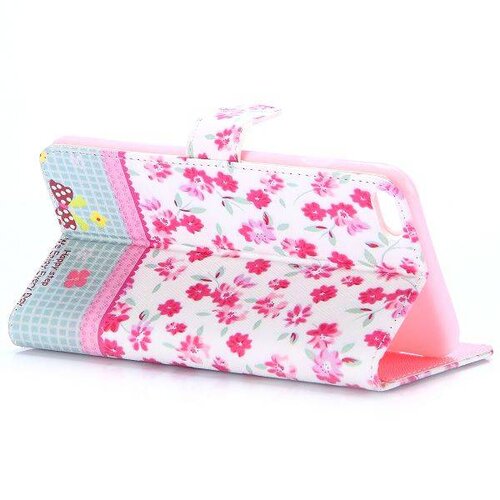 TVC pu leren rhinestone wallet iphone 6 s plus rode bloemen