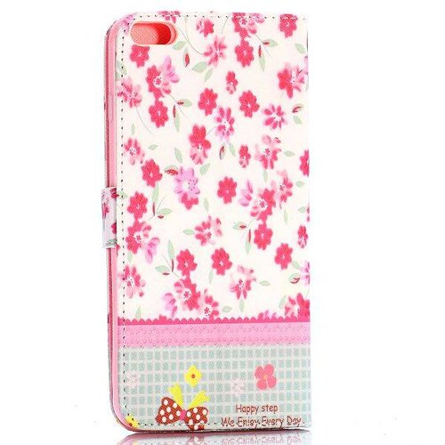 TVC pu leren rhinestone wallet iphone 6 s plus rode bloemen