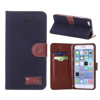 PU Leren Retro Wallet iPhone 6(s) plus - Navy Blauw