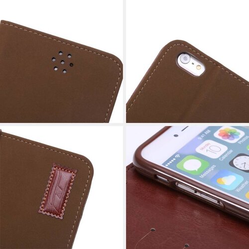 TVC pu leren retro wallet iphone 6 s plus navy blauw