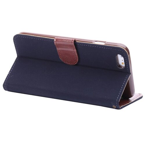 TVC pu leren retro wallet iphone 6 s plus navy blauw