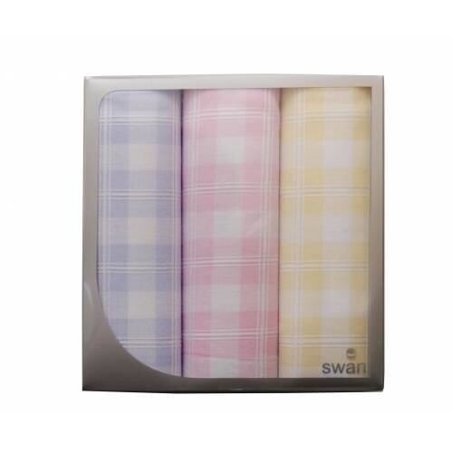 Swan Swan Dames zakdoeken wit ruitje 3-pak Swan Swan Dames zakdoeken wit ruitje 3-pak