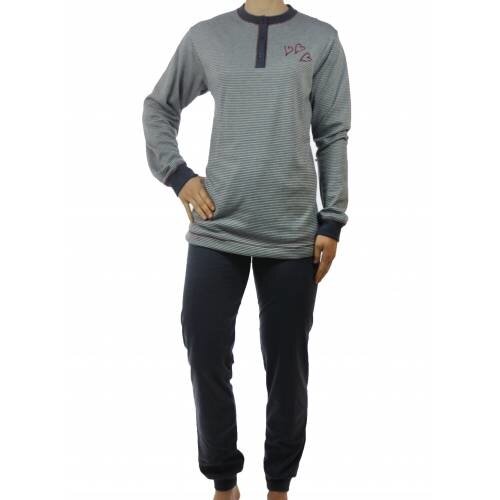 Lunatex Lunatex dames pyjama dikke tricot Stripe 4122