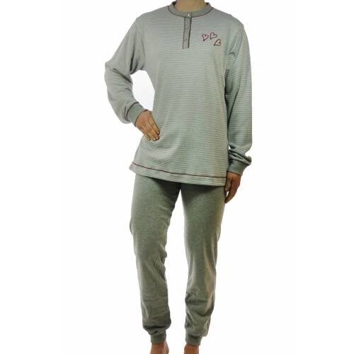 Lunatex Lunatex dames pyjama dikke tricot Stripe 4122