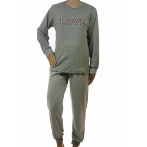 Lunatex Lunatex dames pyjama dikke tricot Love 4124