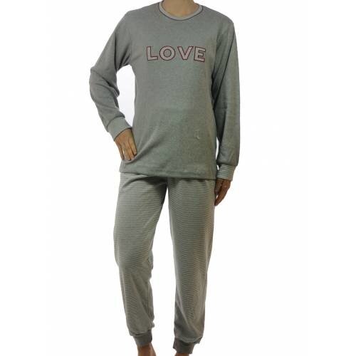 Lunatex Lunatex dames pyjama dikke tricot Love 4124 Lunatex Lunatex dames pyjama dikke tricot Love 4124