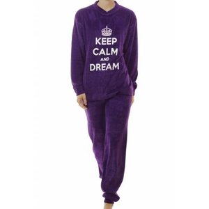Lunatex Lunatex velours meiden pyjama "Keep Calm" 9870 Lunatex Lunatex velours meiden pyjama "Keep Calm" 9870