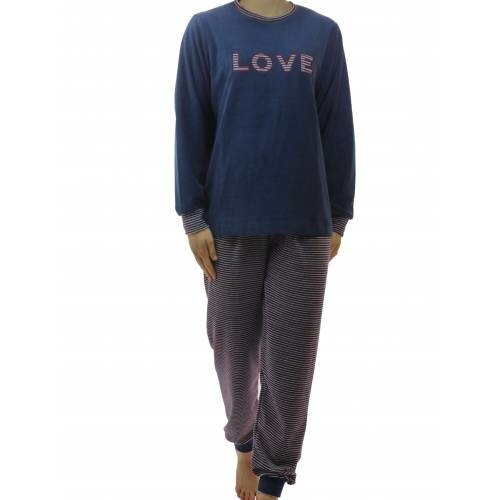 Lunatex Lunatex badstof dames pyjama Love 4127 Lunatex Lunatex badstof dames pyjama Love 4127