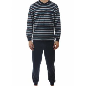 Gentlemen Gentlemen dikke tricot pyjama blauw/rode streep 4135 Gentlemen Gentlemen dikke tricot pyjama blauw/rode streep 4135