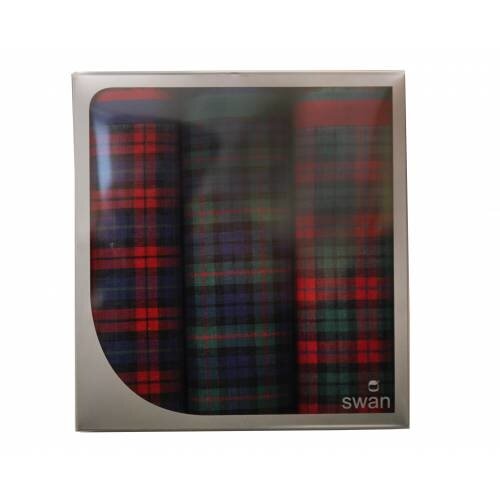 Swan Swan Dames zakdoeken Donkere ruit 3-pak