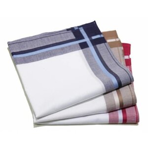 Swan Swan Heren zakdoeken wit streep, dikkere kwaliteit, 12 stuks