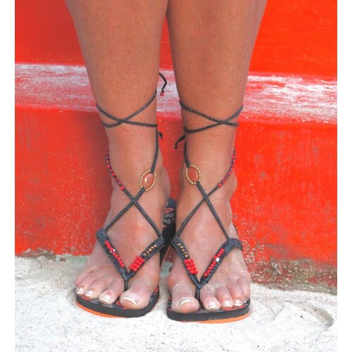 Leelavadee Jewelry Bohemian Flip Flops 1 (oranje/rood)