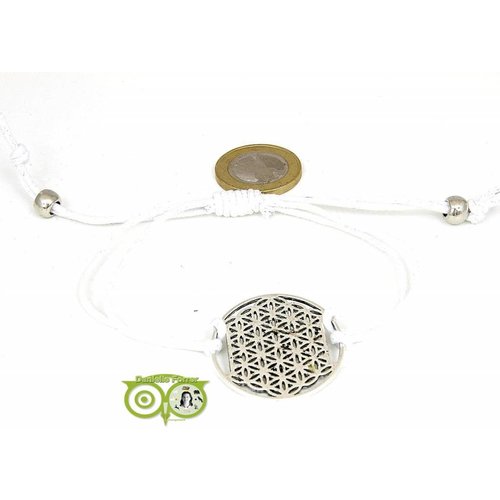 Armbandje: Flower of Life aan koordje (wit) 