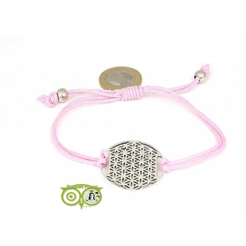 Armbandje: Flower of Life aan koordje (roze) 