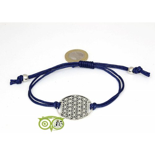 Armbandje: Flower of Life aan koordje (donkerblauw) 