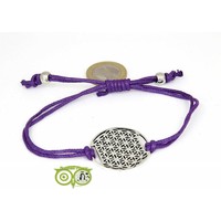 Armbandje: Flower of Life aan koordje (paars)