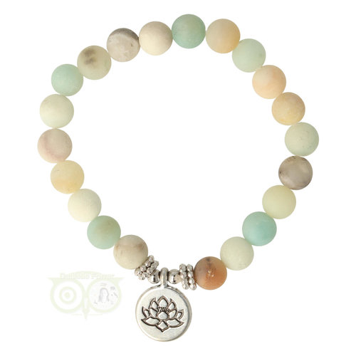 Amazoniet elastische mala / armband met lotus 