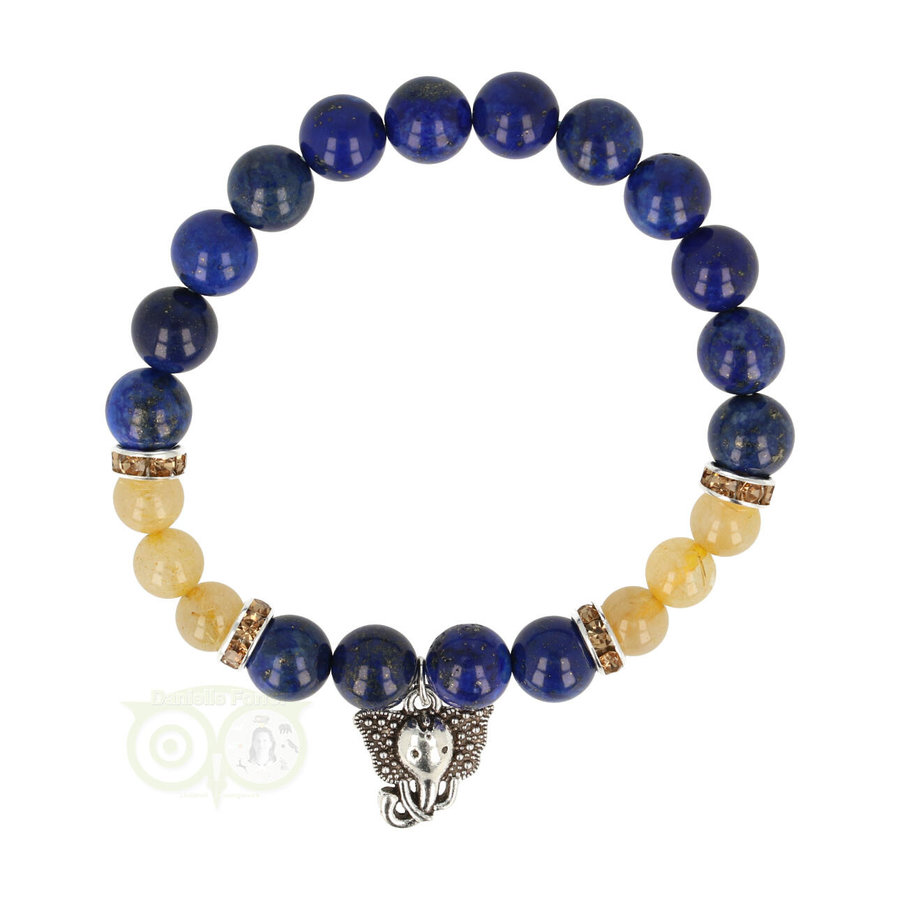Armband lapis lazuli / rutielkwarts met ganesha-1