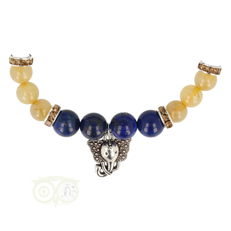 Armband lapis lazuli / rutielkwarts met ganesha-2