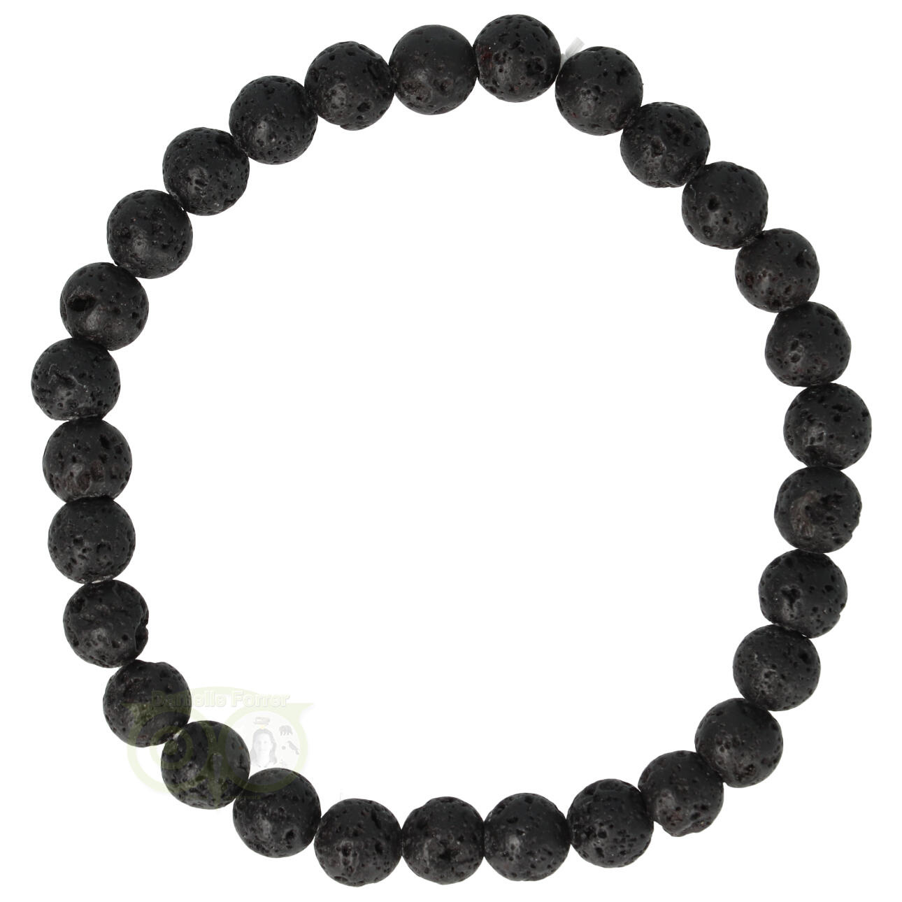 Armband - zwart lavasteen - 19 cm