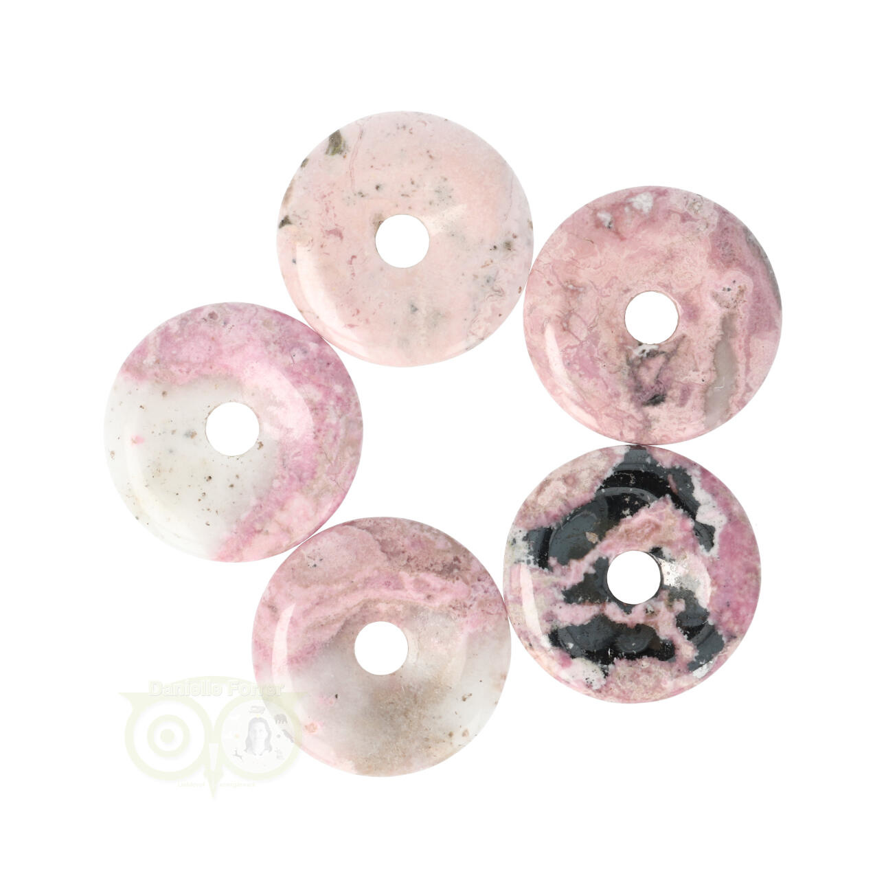 Rhodochrosiet Donut hanger - Pi- stones - donuts  | Edelstenen webwinkel - Webshop Danielle Forrer