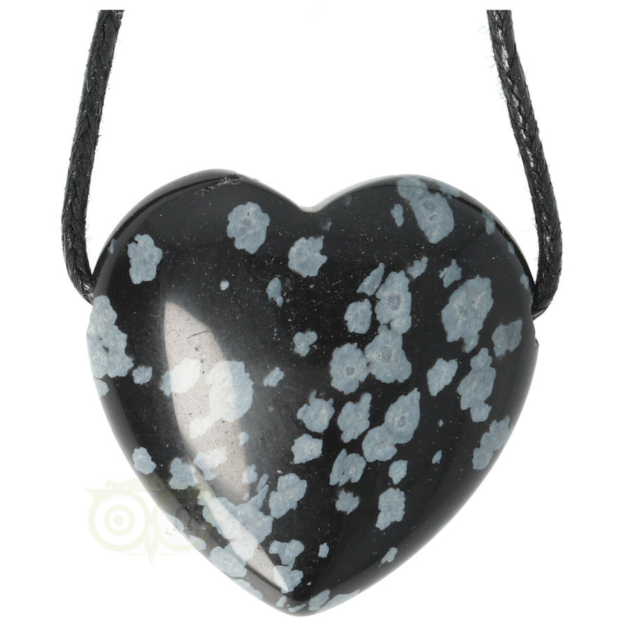 Sneeuwvlok Obsidiaan doorboorde hart hanger ± 3 cm Nr 10-2