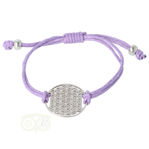 Armbandje: Flower of Life aan koordje (lila) 