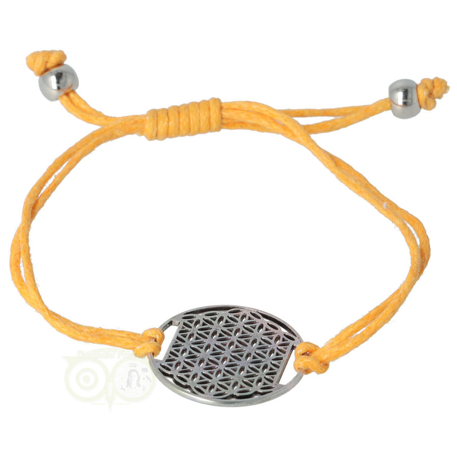 Armbandje: Flower of Life aan koordje (okergeel)-1