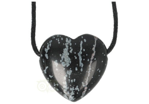 Sneeuwvlok Obsidiaan hart hanger Nr 15 
