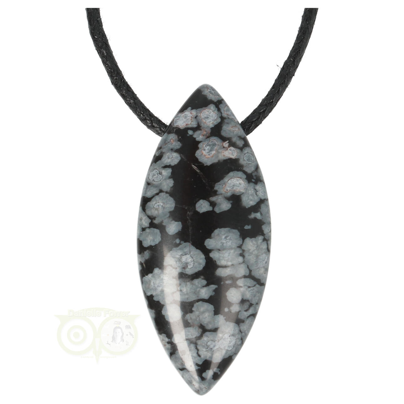 Sneeuwvlok Obsidiaan ovaal hanger Nr 11