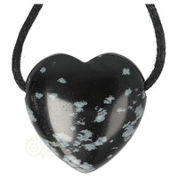 thumb-Sneeuwvlok Obsidiaan doorboorde hart hanger ± 3 cm Nr 17-3