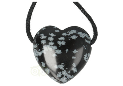 Sneeuwvlok Obsidiaan hart hanger Nr 17 