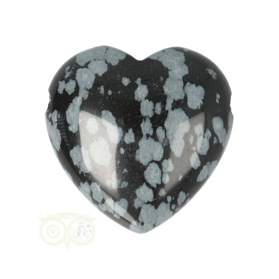 Sneeuwvlok Obsidiaan doorboorde hart hanger ± 3 cm Nr 18-2