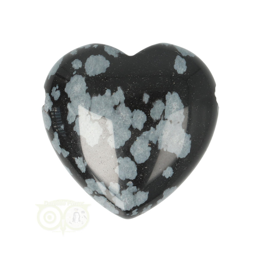 Sneeuwvlok Obsidiaan doorboorde hart hanger ± 3 cm Nr 18-4